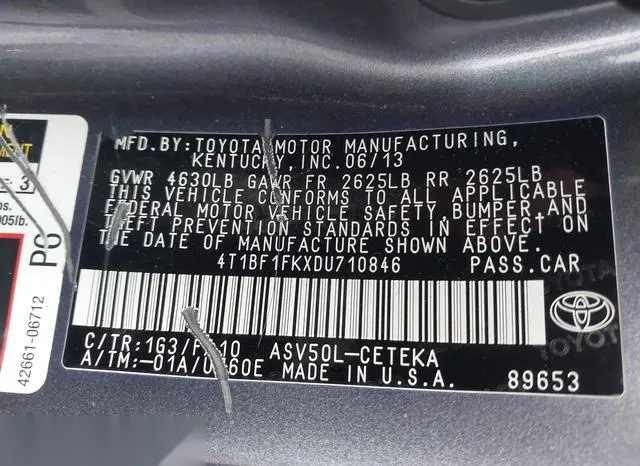 4T1BF1FKXDU710846 2013 2013 Toyota Camry- L 9