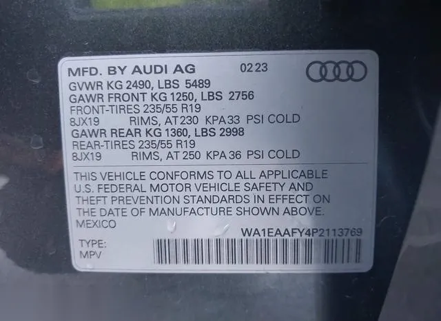 WA1EAAFY4P2113769 2023 2023 Audi Q5- Premium Plus 45 Tfsi S 9