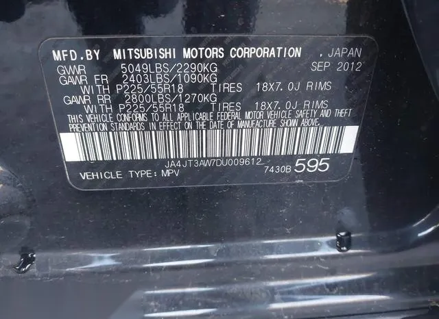 JA4JT3AW7DU009612 2013 2013 Mitsubishi Outlander- SE 9