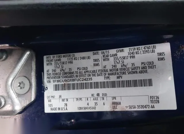 1FMCU9GX8FUC24235 2015 2015 Ford Escape- SE 9