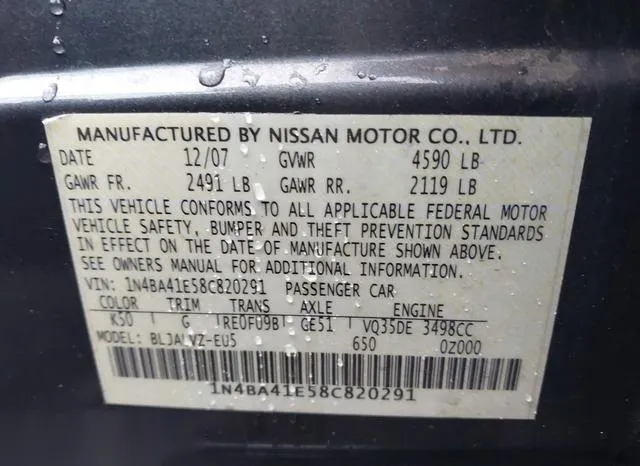 1N4BA41E58C820291 2008 2008 Nissan Maxima- 3-5 SE 9