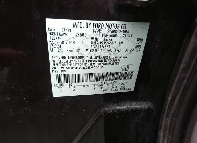 2FMDK3GC0BBA00445 2011 2011 Ford Edge- SE 9