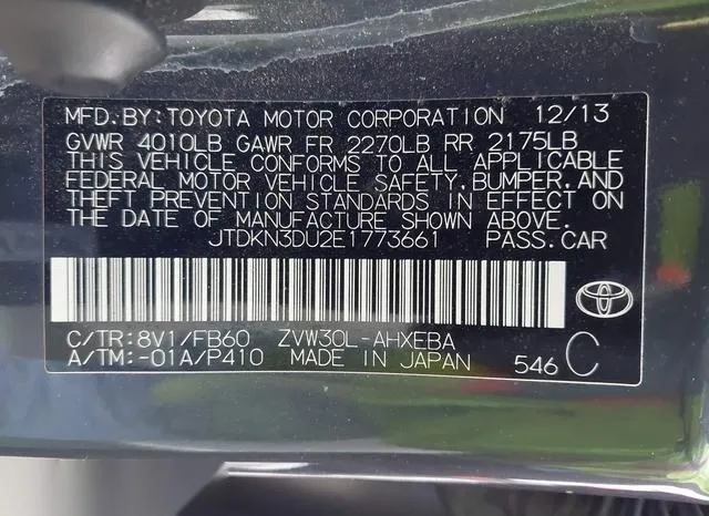 JTDKN3DU2E1773661 2014 2014 Toyota Prius- Five/Four/Three/Two 9