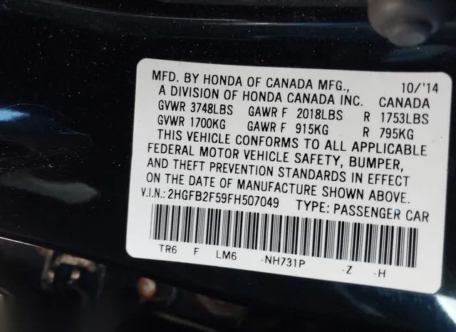 2HGFB2F59FH507049 2015 2015 Honda Civic- LX 9