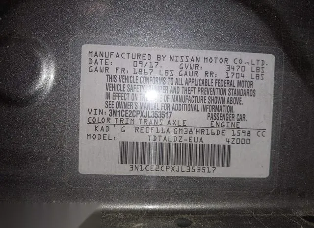 3N1CE2CPXJL353517 2018 2018 Nissan Versa- Note SV 9