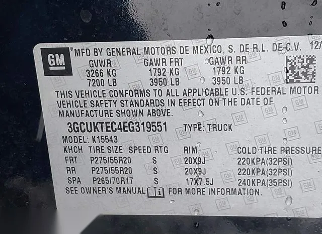 3GCUKTEC4EG319551 2014 2014 Chevrolet Silverado 1500- High 9