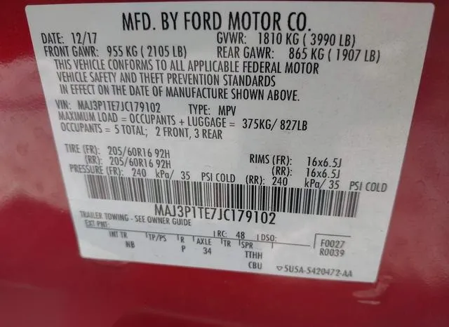 MAJ3P1TE7JC179102 2018 2018 Ford Ecosport- SE 9