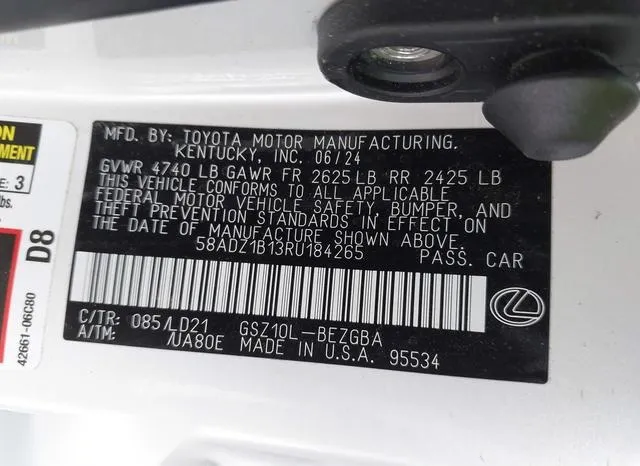 58ADZ1B13RU184265 2024 2024 Lexus ES- 350 9