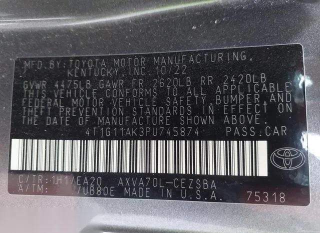 4T1G11AK3PU745874 2023 2023 Toyota Camry- SE 9