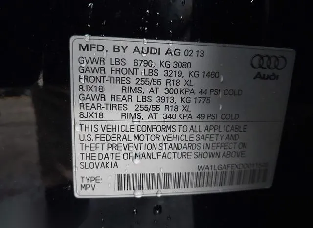 WA1LGAFEXDD011548 2013 2013 Audi Q7- 3-0T Premium 9