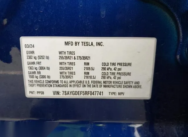 7SAYGDEF5RF047741 2024 2024 Tesla Model Y- Performance Dual 9