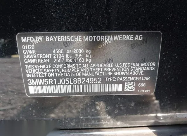 3MW5R1J05L8B24952 2020 2020 BMW 3 Series- 330I 9