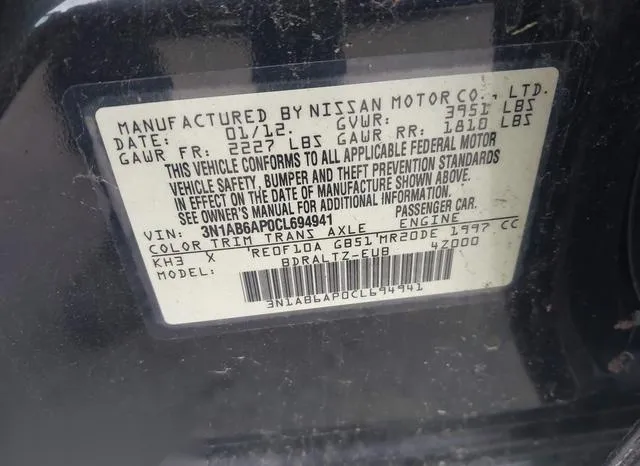 3N1AB6AP0CL694941 2012 2012 Nissan Sentra- 2-0 SR 9