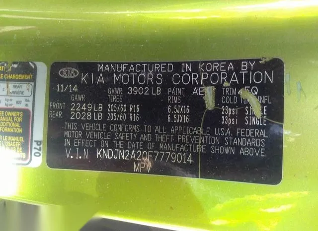 KNDJN2A20F7779014 2015 2015 KIA Soul 9