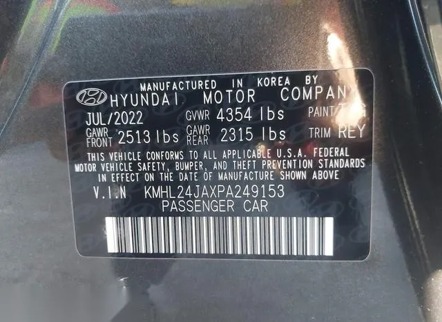 KMHL24JAXPA249153 2023 2023 Hyundai Sonata- SE 9