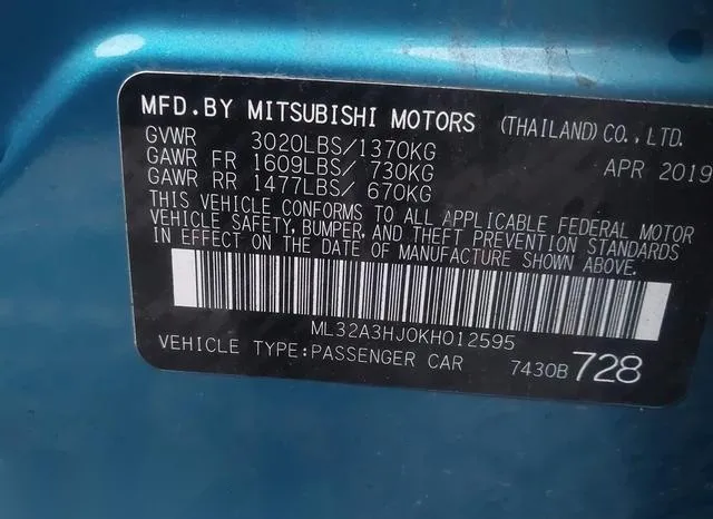 ML32A3HJ0KH012595 2019 2019 Mitsubishi Mirage- RF 9