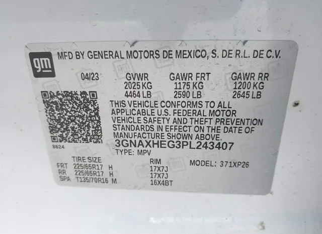 3GNAXHEG3PL243407 2023 2023 Chevrolet Equinox- Fwd Ls 9