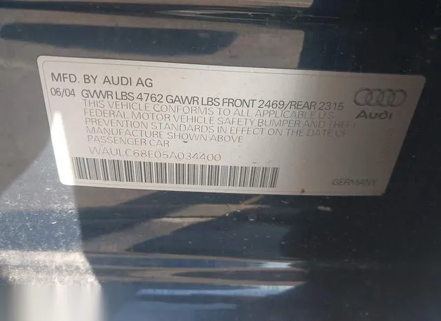 WAULC68E05A034400 2005 2005 Audi A4- 1-8T/1-8T Special Edition 9