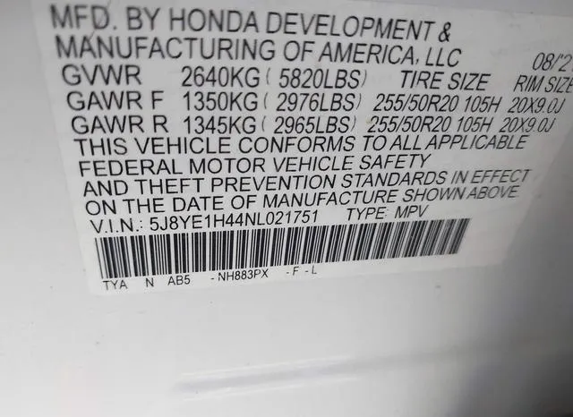 5J8YE1H44NL021751 2022 2022 Acura MDX- Technology Package 9