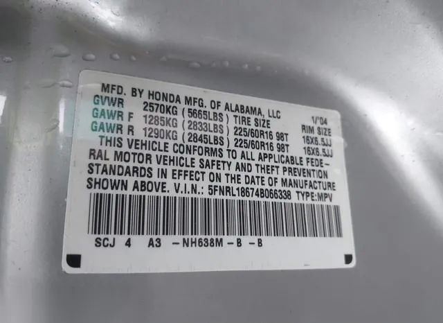 5FNRL18674B066338 2004 2004 Honda Odyssey- EX 9