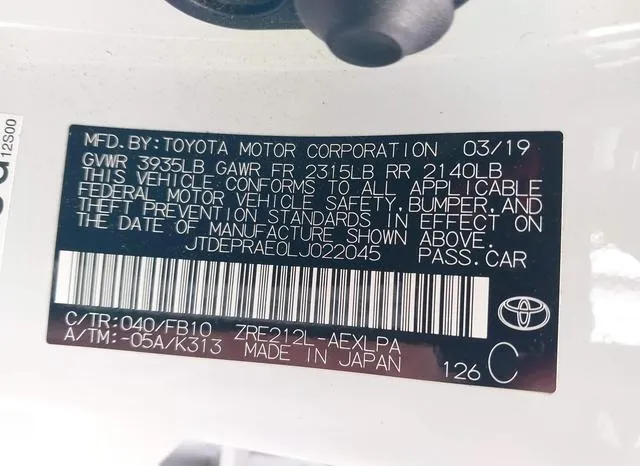 JTDEPRAE0LJ022045 2020 2020 Toyota Corolla- LE 9