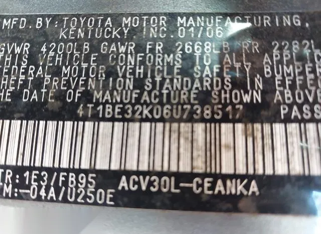 4T1BE32K06U738517 2006 2006 Toyota Camry- LE 9