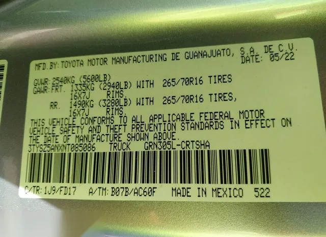 3TYSZ5ANXNT085086 2022 2022 Toyota Tacoma- Trd Off Road 9