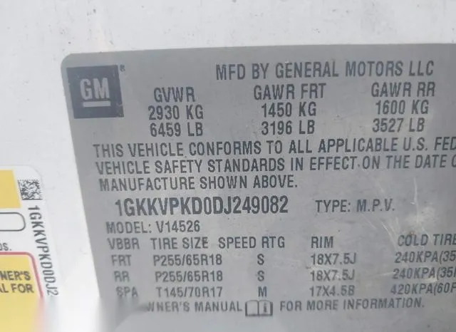 1GKKVPKD0DJ249082 2013 2013 GMC Acadia- Sle-2 9