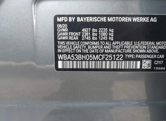 WBA53BH05MCF25122 2021 2021 BMW 5 Series- 530I 9