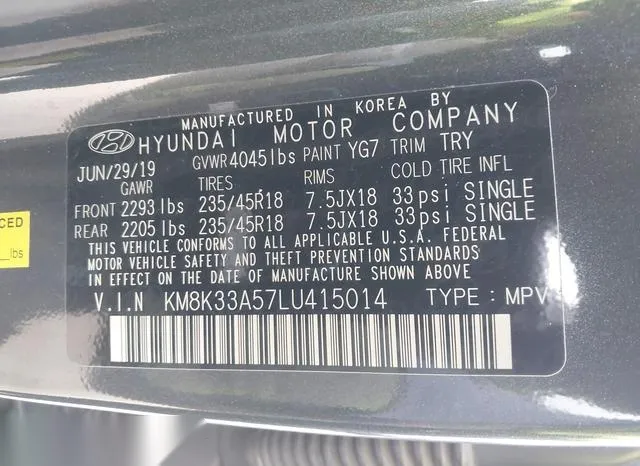 KM8K33A57LU415014 2020 2020 Hyundai Kona- Limited 9