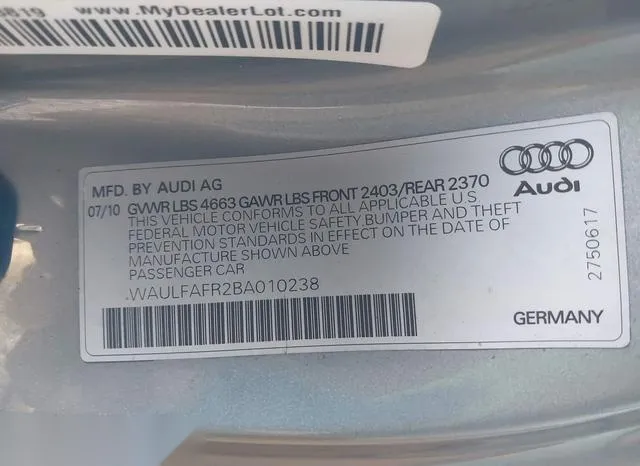 WAULFAFR2BA010238 2011 2011 Audi A5- 2-0T Premium 9