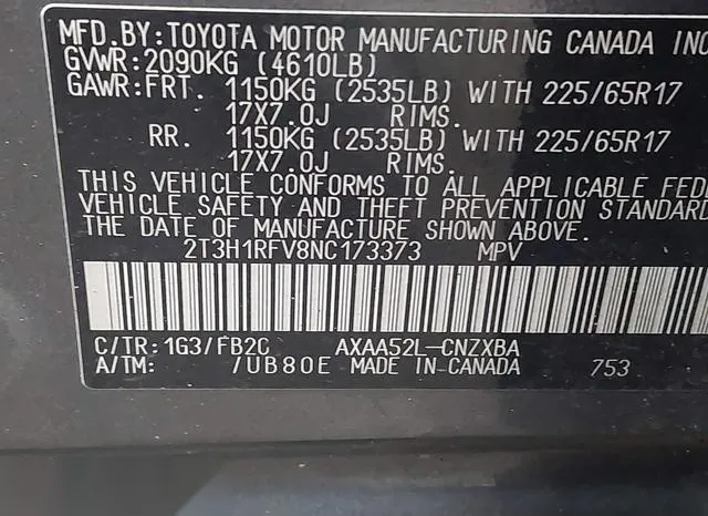 2T3H1RFV8NC173373 2022 2022 Toyota RAV4- LE 9