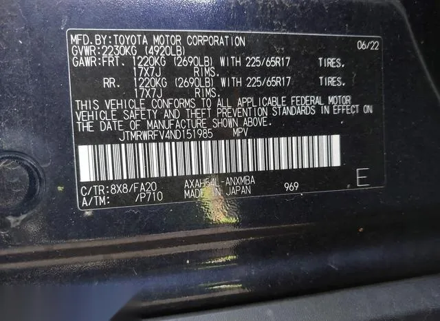 JTMRWRFV4ND151985 2022 2022 Toyota RAV4- Hybrid Xle 9