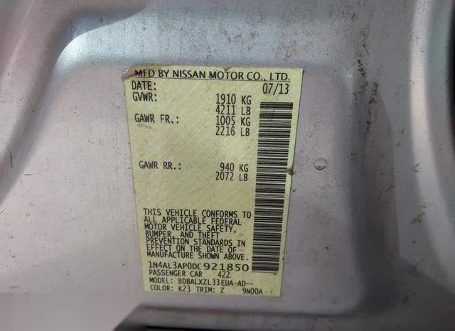 1N4AL3AP0DC921850 2013 2013 Nissan Altima- 2-5 SL 9