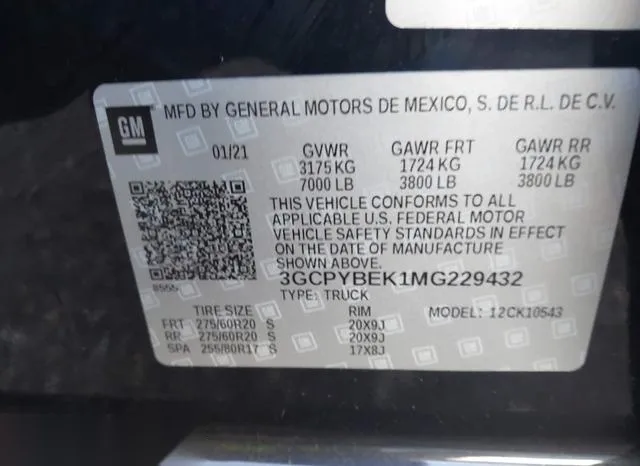 3GCPYBEK1MG229432 2021 2021 Chevrolet Silverado 1500- 4Wd 9