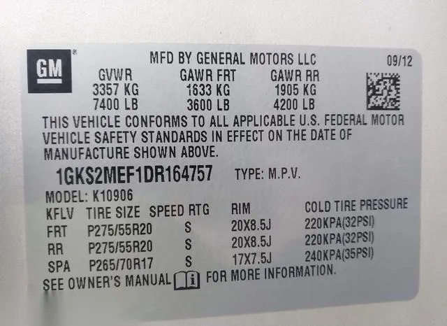 1GKS2MEF1DR164757 2013 2013 GMC Yukon Xl 1500- Denali 9