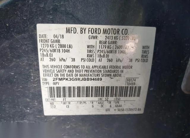 2FMPK3G9XJBB94689 2018 2018 Ford Edge- SE 9