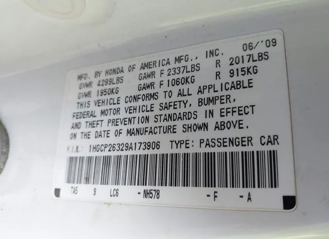 1HGCP26329A173906 2009 2009 Honda Accord- 2-4 LX 9