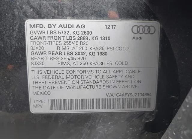 WA1C4AFY9J2104684 2018 2018 Audi SQ5- 3-0T Premium Plus 9