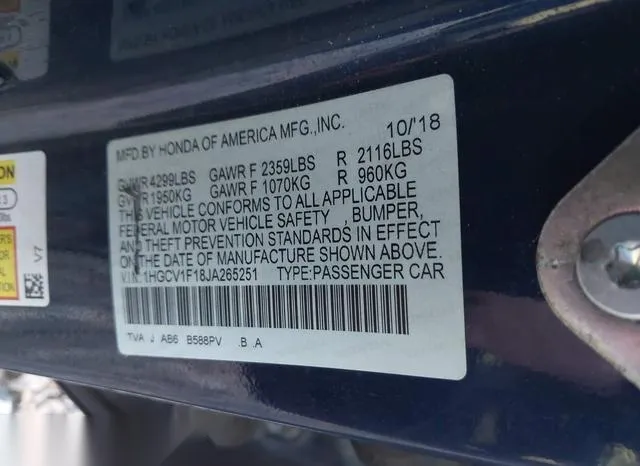 1HGCV1F18JA265251 2018 2018 Honda Accord- LX 9