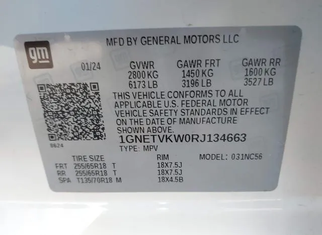 1GNETVKW0RJ134663 2024 2024 Chevrolet Traverse Limited- Awd 9