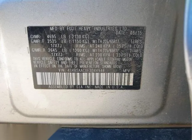 4S4BSAAC0F3344948 2015 2015 Subaru Outback- 2-5I 9