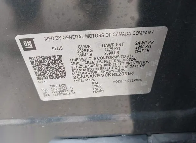 2GNAXKEV0K6120964 2019 2019 Chevrolet Equinox- LT 9