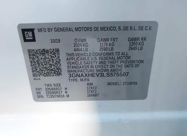 3GNAXHEV3LS575507 2020 2020 Chevrolet Equinox- Fwd Ls 9