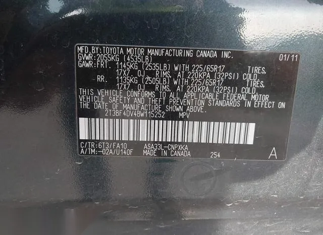 2T3BF4DV4BW115252 2011 2011 Toyota RAV4 9