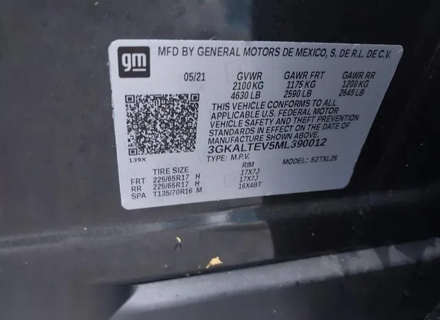 3GKALTEV5ML390012 2021 2021 GMC Terrain- Awd Sle 9