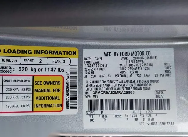 3FMCR9A62MRA25865 2021 2021 Ford Bronco Sport 9