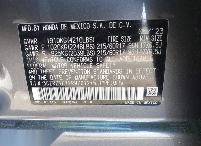 3CZRZ1H72RM701275 2024 2024 Honda HR-V- 2Wd Ex-L/2Wd Ex-L W 9