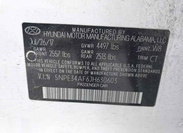 5NPE34AF6JH630603 2018 2018 Hyundai Sonata- Sport 9