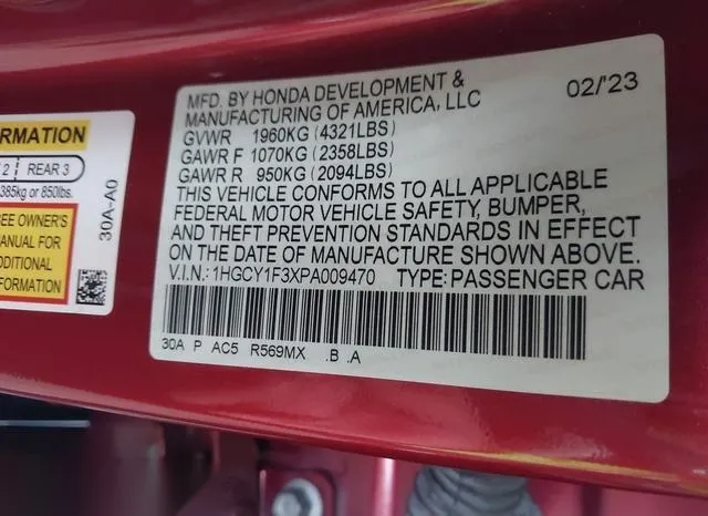 1HGCY1F3XPA009470 2023 2023 Honda Accord- EX 9